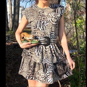 Vintage Animal Print Dress Leopard Tiger King 80s